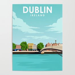 Dublin Ireland Vintage Travel Poster Poster