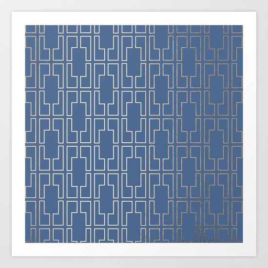 Simply Mid-Century in White Gold Sands and Aegean Blue Art Print