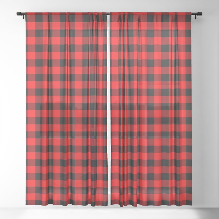 Australian Flag Red And Black Outback Check Buffalo Plaid Sheer