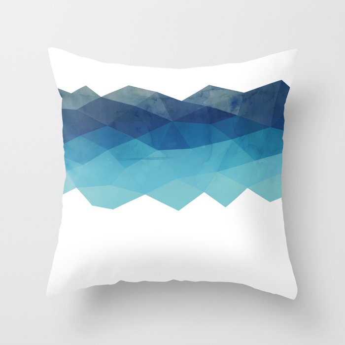 Fractal blue geometry Throw Pillow