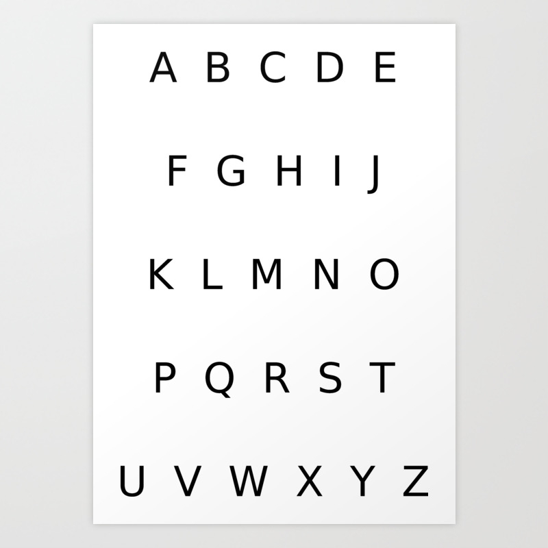 alphabet capital letters art print by cross category society6