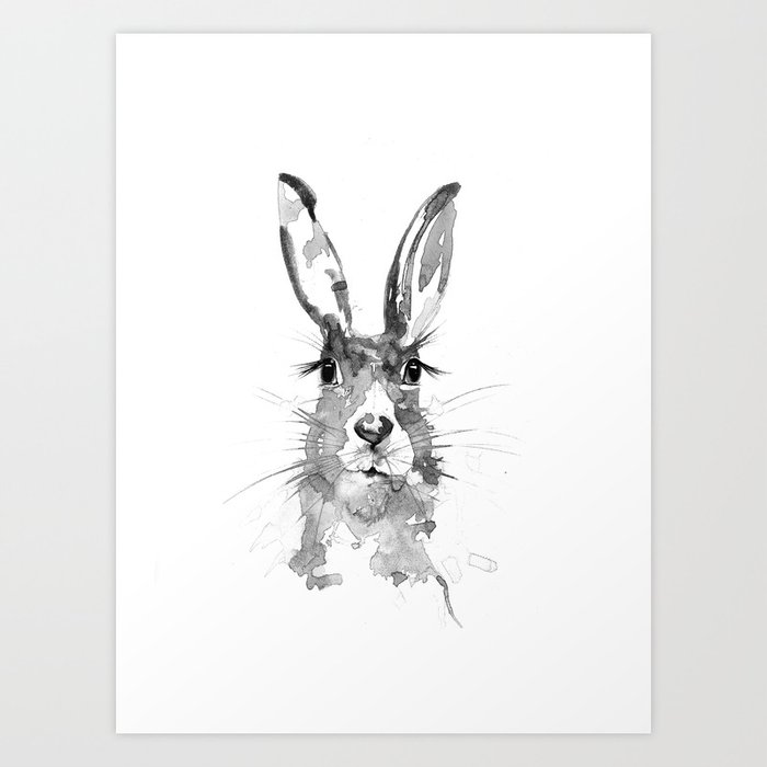 Black n white hare art print Black n white hare art print