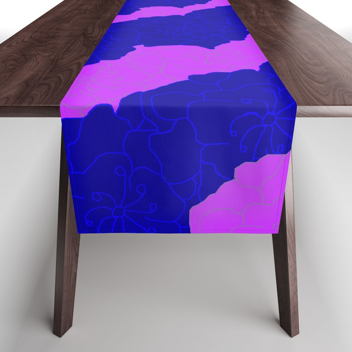 Lavender & Blue Flower Collage Table Runner