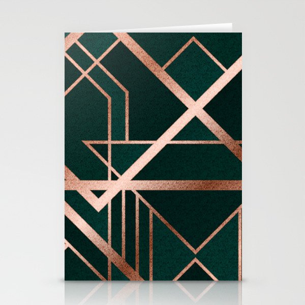 Green Art Deco Stationery Cards
