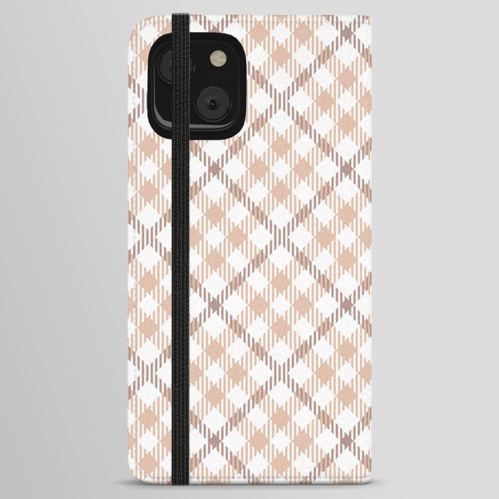 Soft Blush Pink and White Buffalo Check Plaid  iPhone Wallet Case