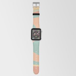 Retro Dream Abstract Swirl Pattern Muted Pastel Apricot Light Teal Yellow  Apple Watch Band