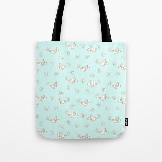 Christmas birds - Bird pattern on turquoise backround Tote Bag
