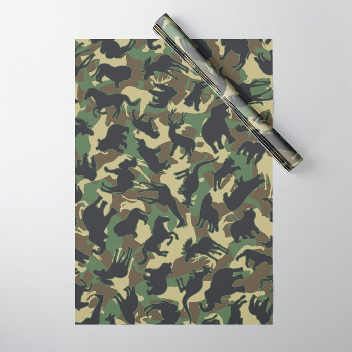 Animals Wild Animal Camo Forest Woodland Camouflage Pattern Wrapping Paper