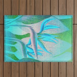 Floreal - Tropical Flowers Daydream Pastel Mint Outdoor Rug