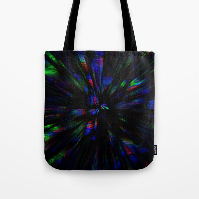 Digital explosion of glitch lines Tote Bag