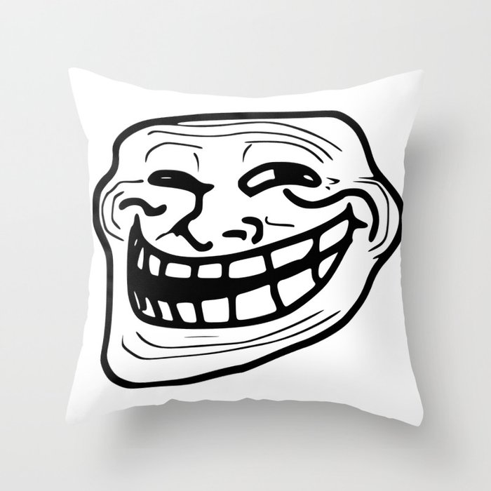 Troll Face Throw Pillow by Saul Gavaghan