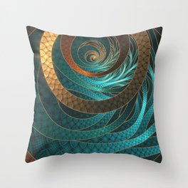 Beautiful Corded Leather Turquoise Fractal Bangles Throw Pillow