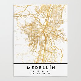 MEDELLÍN COLOMBIA CITY STREET MAP ART Poster