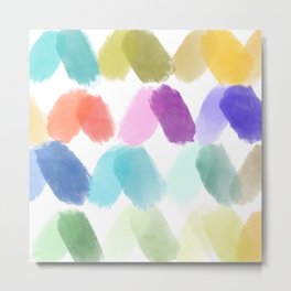 Watercolor brush texture pattern in white Metal Print