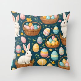 Happy Bunny Easter Modern Collection Throw Pillow