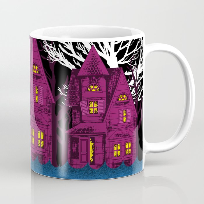 Blue sea and haunt horror house night landscape  Coffee Mug