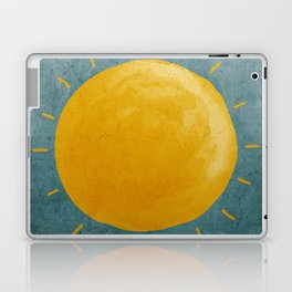 Yellow Sun On Turquoise Grunge Texture Laptop Skin