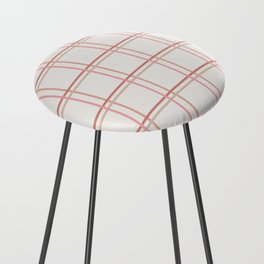 Dusty Pink Checkered Lines on Beige Counter Stool