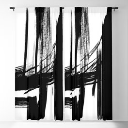 Black Abstract Brush Strokes nr 7 Blackout Curtain