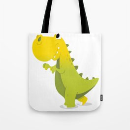 Happy Cartoon Green T-Rex Dinosaur Tote Bag