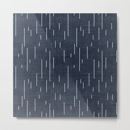 Downpour in Dark Blue Metal Print | Bohemian, Minimalist, Fabric, Digital, Navyblue, Patterns, Geometric, Darkblue, Print, Lines 