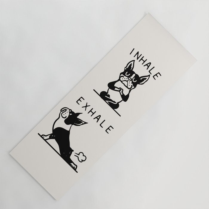 Inhale Exhale Boston Terrier Yoga Mat by Huebucket Society6