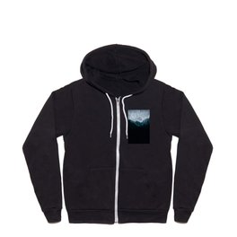 Minimalist moody icelandic Black Sand beach and splashing wave Zip Hoodie