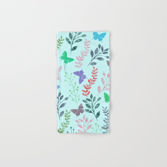 Watercolor flowers & butterflies II Hand & Bath Towel