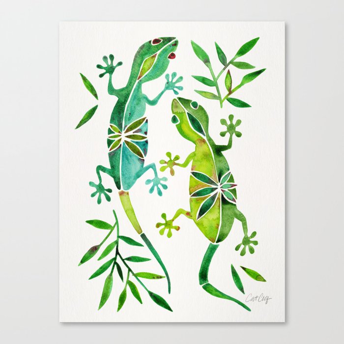Geckos – Green Palette Canvas Print