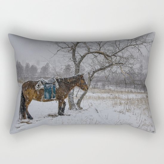 Winter Horse III Rectangular Pillow