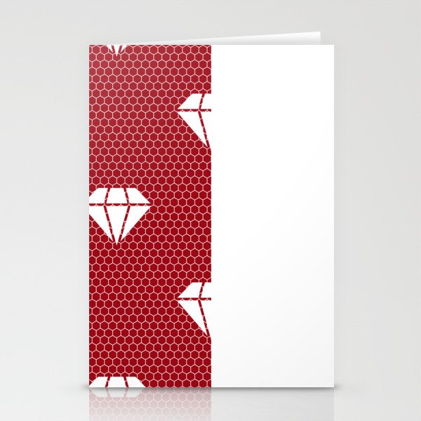 White Diamond Lace Vertical Split on Christmas Red Stationery Cards