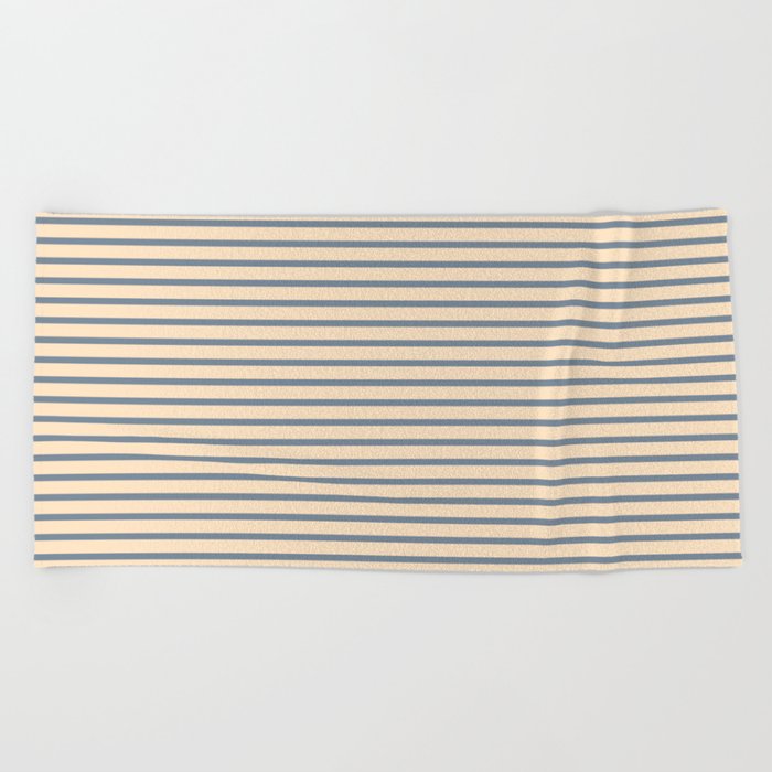 Light Slate Gray and Bisque Colored Lined Pattern Beach Towel