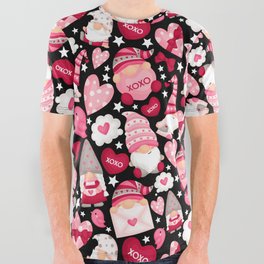 Valentine love gnome seamless pattern All Over Graphic Tee