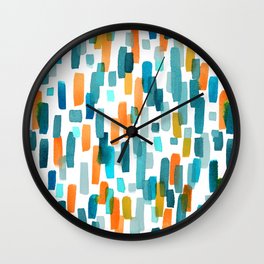 Coral and Teal Watercolor Abstract Wall Clock | Alishathunem, Geometricart, Orange, Orageandblue, Coralreef, Seaglass, Pebbles, Capecod, Modernwatercolor, Abstractwatercolor 