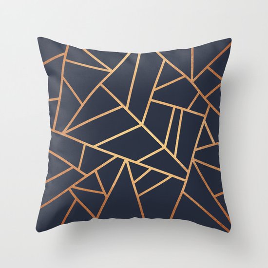Copper and Midnight Navy Throw Pillow