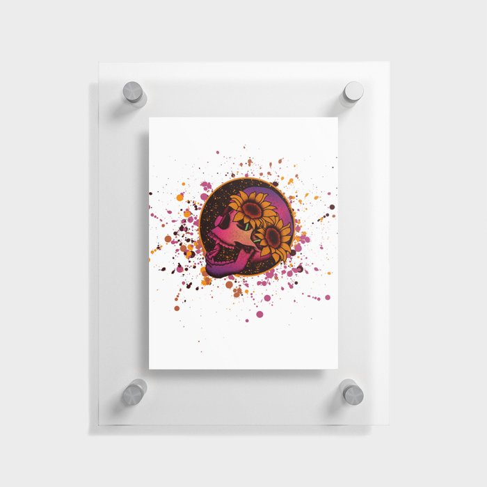 Purple Sunflower Skull Floating Acrylic Print