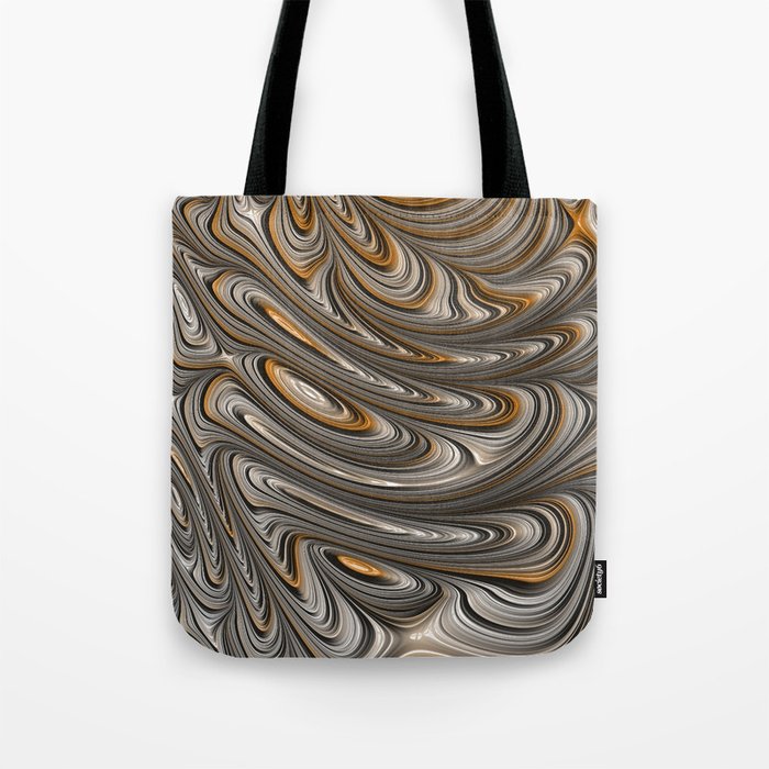 Silver Amber Fractal Digital Art Tote Bag