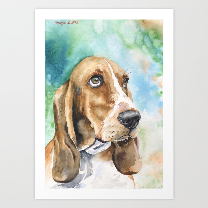 Bassett Hound Watercolor | Pillow Cover | Dogs | Home Decor | Custom Dog Pillow | Dog Mom | Hound Art Print
