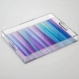 Abstract Purple and Teal Gradient Stripes Pattern Acrylic Tray