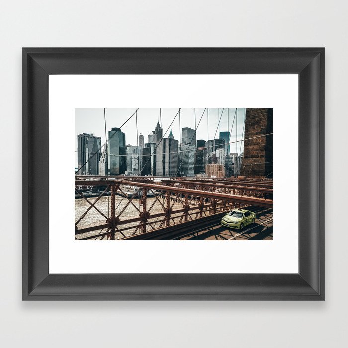 Brooklyn Bridge and Manhattan skyline in New York City Framed Art Print