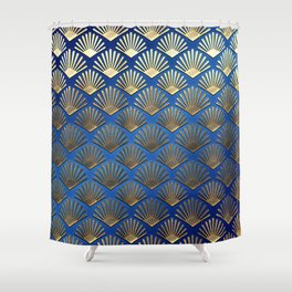Art Deco Pattern | Gatsby Blue Gold Metallic Shower Curtain