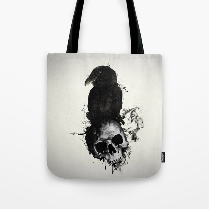 Raven and Skull Tote Bag