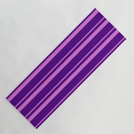 [ Thumbnail: Orchid and Indigo Colored Lined/Striped Pattern Yoga Mat ]