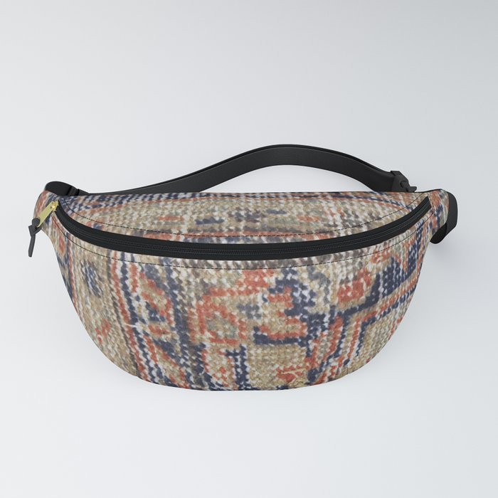Vintage Woven Navy Blue and Tan Kilim  Fanny Pack