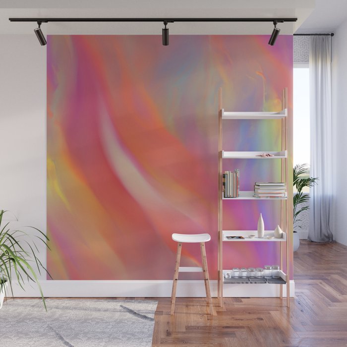 Neon Flow Nebula #7: red Wall Mural