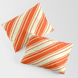 [ Thumbnail: Red & Light Yellow Colored Lines/Stripes Pattern Pillow Sham ]