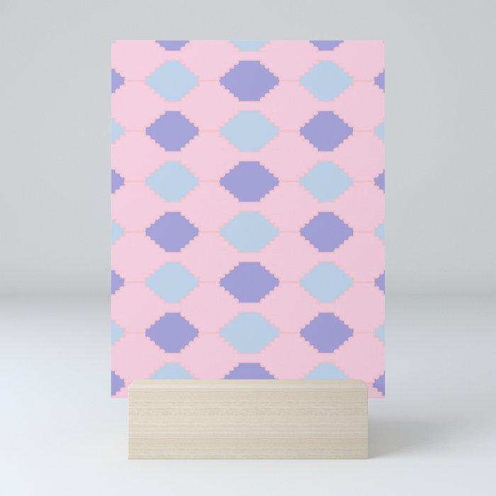 Whimsical Puzzle - Mosaic Tiles Pattern in Pink and Pastel Mini Art Print