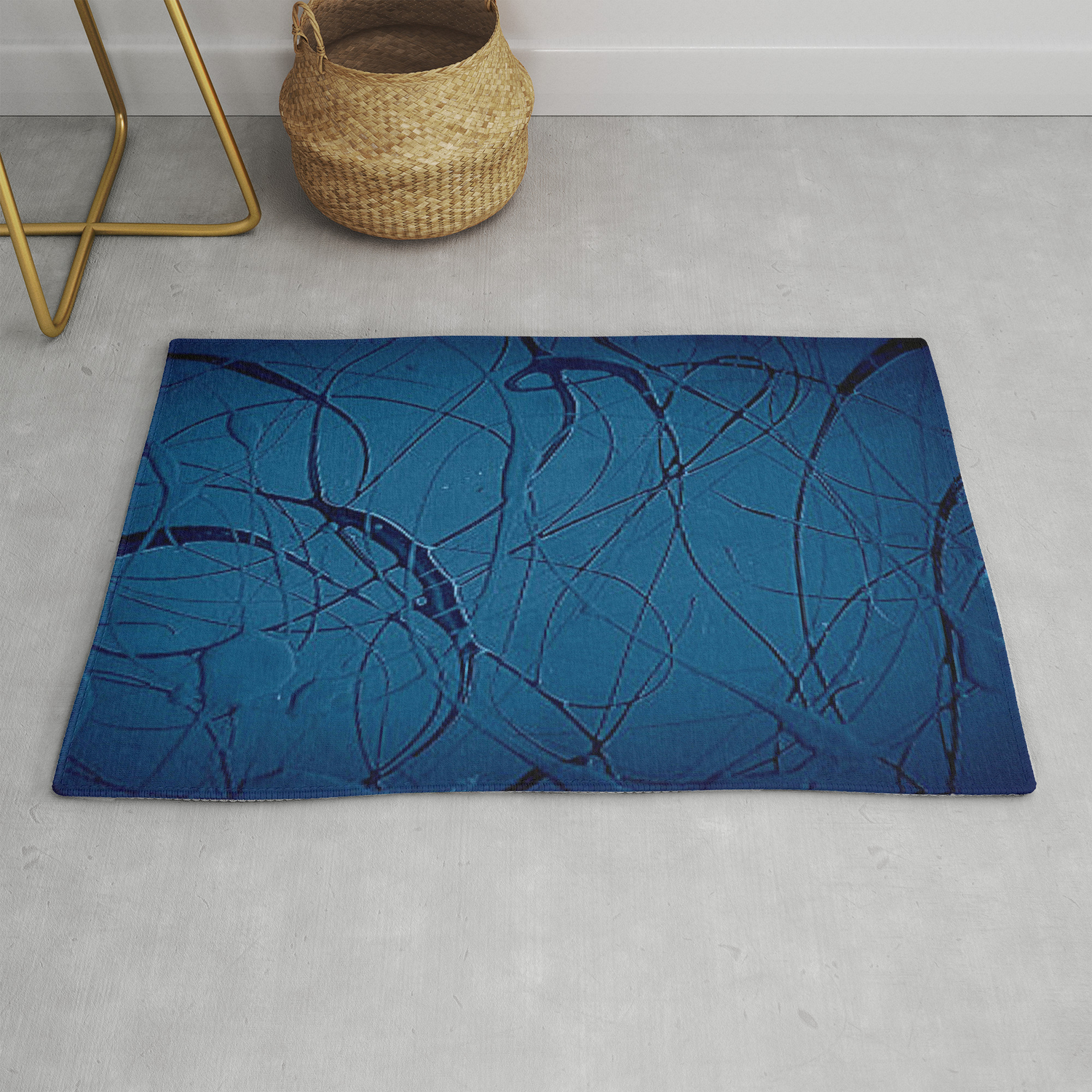 Navy Blue Jackson Pollock Style Famous Artists Abstract