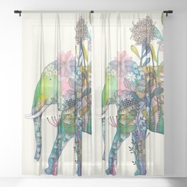 Floral Elephant Sheer Curtain