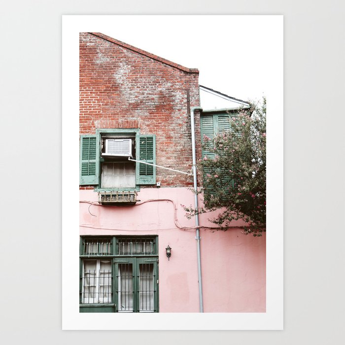 New Orleans Brick & Pink Wall Art Print